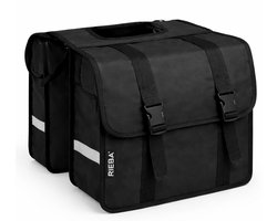 Rieba® Dubbele Fietstas 42 Liter - Electrische fiets - Stadsfiets - Reflectoren - Zwart - Waterdicht - Tarpaulin - Universele Bevestiging