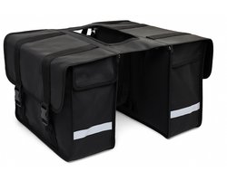 AG Fietstas 46 Liter - Dubbele Fietstas - Extra veel ruimte - Waterafstotend - Reflectoren fietstassen - electrische fietsen - Zwart - dubbel