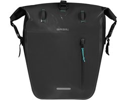 Basil Rivo - Enkele fietstas - 25-31 liter - MIK Hooks - Waterdicht - Reflectie details - Tarpaulin - zwart