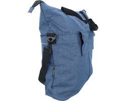Dresco Enkele fietstas Blauw – 18 Liter – Ook als shopper of schoudertas te gebruiken - Extra voorvak - Spatwaterdicht polyester – 2 bevestigingshaken - Verstelbare schouderriem - Verstevigde bodem - Reflecterende accenten - Afmeting 49x45x18cm