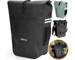 Vebics Fietstas Enkel - Enkele Fietstas Waterdicht - Waterdichte Fietstas - Fietstas Electrische fietsen - Afneembaar - 100% Waterdicht - 28L - Zwart