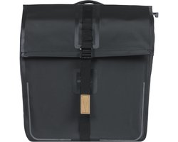 Basil Urban Dry dubbele fietstas MIK, 50L, mat zwart - tarpaulin- waterdicht - reflectie