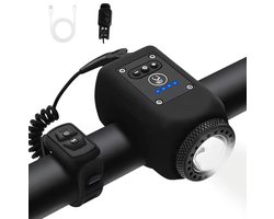 Vyzio - Fietsverlichting LED USB Oplaadbaar - Fietslicht met 110 dB Fietsclaxon - Waterdichte Fietslamp Voor MTB, Racefiets & Stadsfiets - LUMIHORN