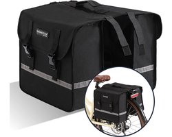 HikeMeister ® - dubbele Fietstas -Fietstassen electrische fietsen- Fietstassen Dubbel - 27L - Reflecterend - Zwart dubbele fietstas