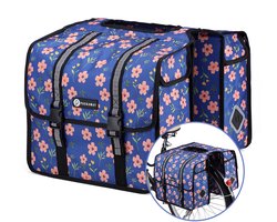 Packaway Dubbele fietstassen - 36 liter - Waterdicht - Voor bagagedrager - Bleu Blossom