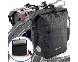 Morelia® Fietstas Set 100% Waterdicht (2x 28 Liter Zwart) - Incl Laptoptas & Achterlicht - Fietstassen voor E-bikes - Fietstassen Electrische Fietsen - Fietstassen Dubbel - Tarpaulin materiaal