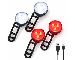 O.Leo - Fietsverlichting USB oplaadbaar - 2-pack - Spatwaterdicht - 4 lichtstanden - Voorlicht fiets & Achterlicht