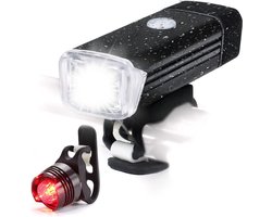 Fietsverlichting set lamp Led USB Koplamp AAA Verlichting Wielrennen - Voor en Achter Oplaadbare Batterijen AA - Bartief®