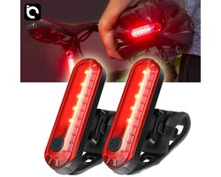 Set van 2 oplaadbare led-achterlichten voor de fiets – veiligheidswaarschuwingslichten voor achterop of op de helm