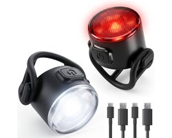 Nuvance Fietslampjes - Fietsverlichting USB Oplaadbaar - Fietslamp Rood en Wit - Voor- en Achterlicht Fiets - Waterdicht - Licht