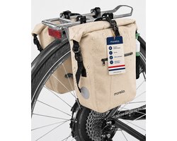 Morelia® Fietstas Set (2x 28 Liter Beige) - Incl Laptoptas & Achterlicht - Fietstassen voor E-bikes - Fietstassen Electrische Fietsen - Fietstassen Dubbel - 100% Waterdicht - Tarpaulin materiaal