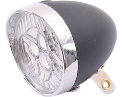 Fiets Koplamp Edge Retro 3 Led - Aan/Uit - Incl. Batterijen - zwart/chroom