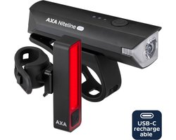 AXA Niteline 300 fietsverlichting set – Oplaadbare LED fietsverlichting voor- en achterlicht – USB‑C – krachtige verlichting voor donkere stedelijke omgevingen