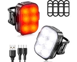 Innovaland - Fietslampjes led set wit en rood - Oplaadbaar - USB C - Fietslampje - Voorlicht en Achterlicht Fiets LED - Voorlamp Fiets - Fietslampjes - Fietslamp - Fietsverlichting - Oplaadbare Fietsverlichting - Fietslichten voor en achter