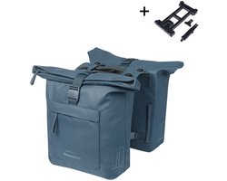 Basil Brooklyn - Dubbele fietstas - 41 Liter - Incl. MIK adapterplaat - Waterdicht - Reflectie details - Gerecycled materiaal - blauw