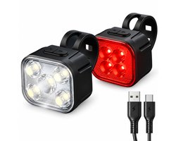 Guardyan® 2x Fietslampjes - Fietsverlichting usb oplaadbaar - Fietslamp Rood en Wit Set - Fietslicht Koplamp - IPX4 Waterdicht