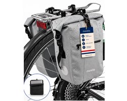 Morelia® Fietstas Set (2x 28 Liter Sage Green) - Incl Laptoptas - Fietstassen voor E-bikes - Fietstassen Electrische Fietsen - Fietstassen Dubbel - 100% Waterdicht - Tarpaulin materiaal