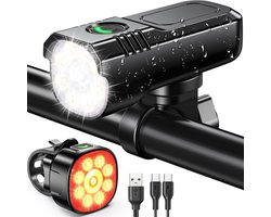 TM&DY Fietslamp 1000 lumen - fietsverlichting set USB oplaadbaar - Voorlicht en Achterlicht - IP54 waterdicht