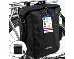 Morelia® Fietstas 100% Waterdicht ( 28 Liter Zwart) - Incl Laptoptas & Achterlicht - Fietstassen - Fietstassen Electrische Fietsen - Fietstassen Enkel - Tarpaulin materiaal