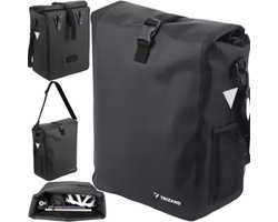 Trizand Multifunctionele Enkele Fietstas met Roltop 15-20 Liter - Shopper Schoudertas met Draagband - Zwart