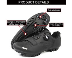 SnelShoppen - Heren Dames Fietsschoenen, MTB Sneakers, Ademend Bergschoenen, SPD-Compatibele Spinschoenen, Zwart, Maat 43 EU voor Fietsen, Mountainbik